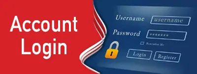 Account login white text on red background